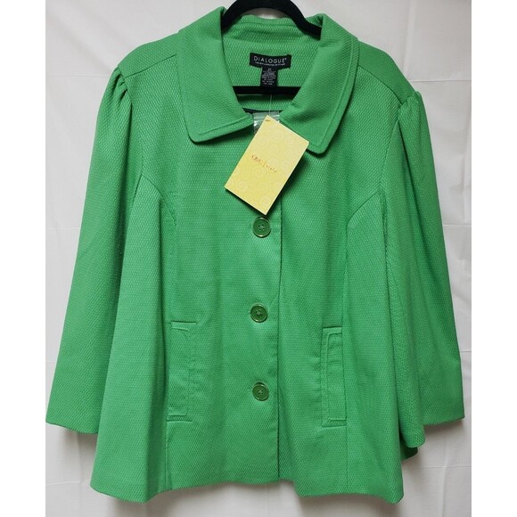 Dialogue Women’s 2X Swing Preppy Pea Coat Kelly Green Fully Lined NWT - Picture 1 of 14